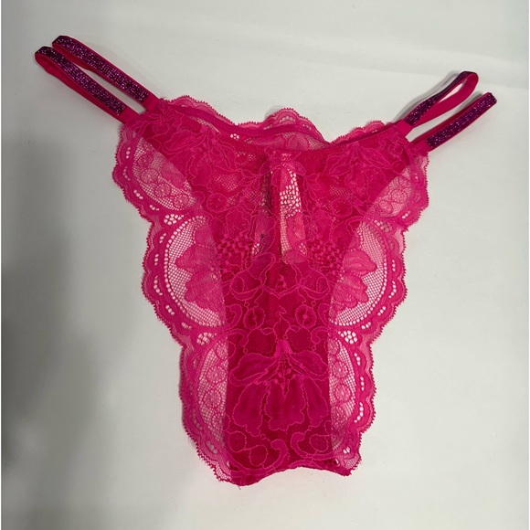 Victoria’s Secret Double Shine Chain Strap Lace Brazilian Panty 🩷 - Picture 5 of 7
